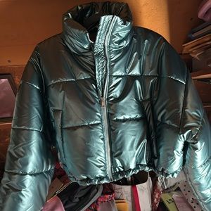 UO Metallic Aquamarine Coat